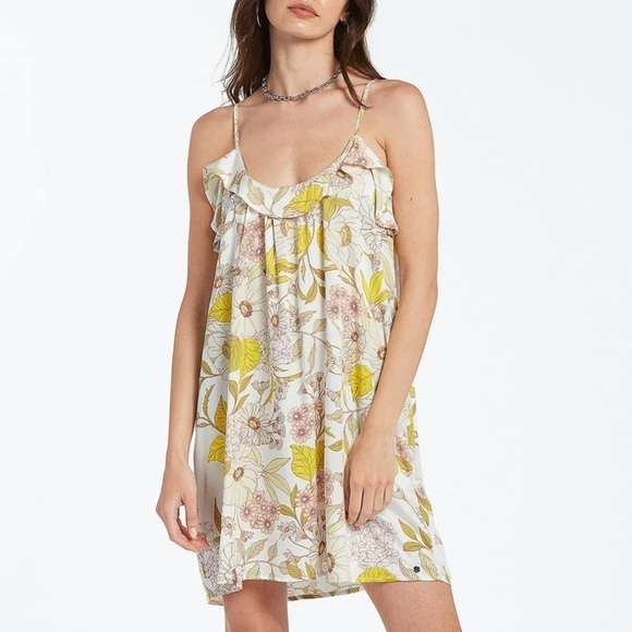 NWT Volcom Happy Clouds Floral Ruffle Sleeveless Mini Dress - Picture 3 of 11